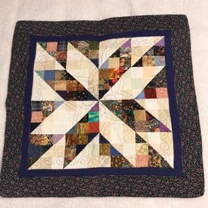 Mini quilt 24”x24” for table or wall. Handmade & high quality blue & multicolor